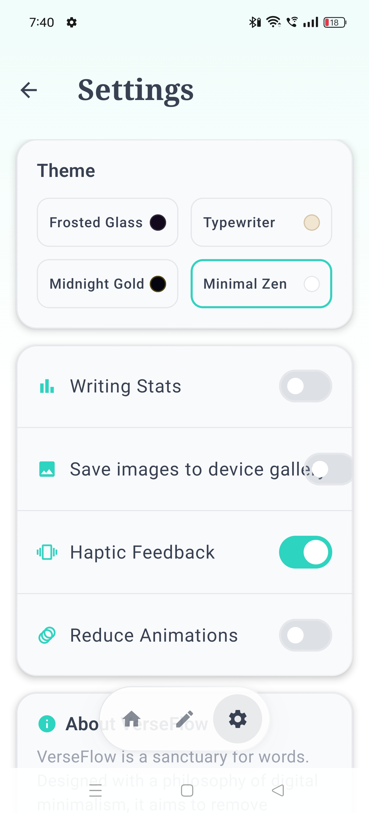 Theme picker showing available themes